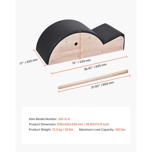 VEVOR Pilates Spine Corrector, Home Gym Yoga Pilates Accessory, Rubber Wood Fitness Training Tool, Arc Fitness Body Workout Equipment, for Spine