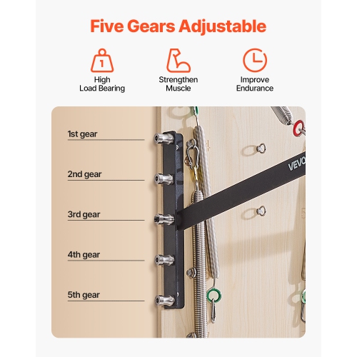 VEVOR Wall Mounted Pilates Reformer Machine, Maple Wood Pilates Springboard, Exercise Equipment with Resistance Springs, Yoga Fitness Trainer,