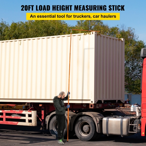 VEVOR 20 ft Sturdy Load Height Measuring Stick, Fiberglass Truck Height Stick with Adjustable Pole, Non-conductive Truck Height Measuring Stick with