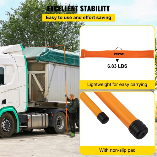 VEVOR 20 ft Sturdy Load Height Measuring Stick, Fiberglass Truck Height Stick with Adjustable Pole, Non-conductive Truck Height Measuring Stick with