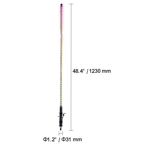 VEVOR 2 PCS 4 FT Whip Light, APP & RF Remote Control Led Whip Light, Waterproof RGB Chasing Lighted Whips with 4 Flags, for UTVs, ATVs, Motorcycles,