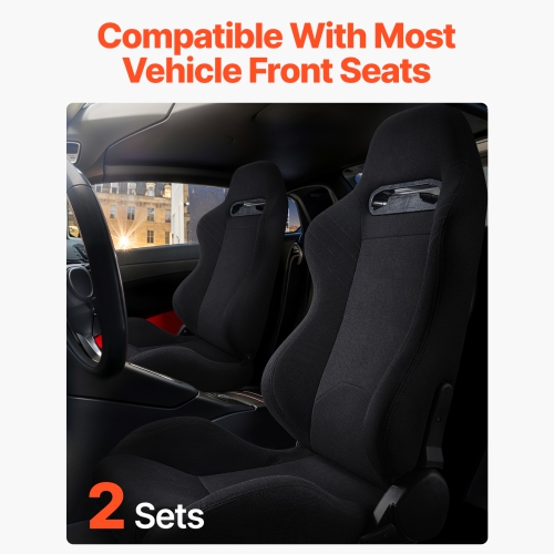 VEVOR 2 Set Racing Seat, Adjustable Racing Cockpit with Wide Angle Reclining & High-Resilience Foam, Comfortable Racing Chair with Polyester Fabric &