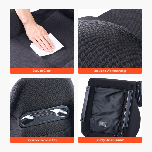 VEVOR 2 Set Racing Seat, Adjustable Racing Cockpit with Wide Angle Reclining & High-Resilience Foam, Comfortable Racing Chair with Polyester Fabric &