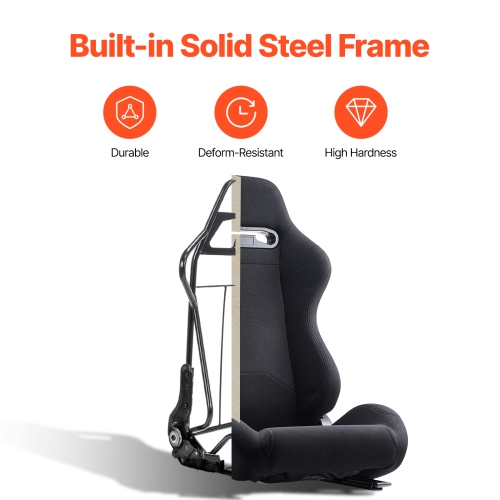 VEVOR 2 Set Racing Seat, Adjustable Racing Cockpit with Wide Angle Reclining & High-Resilience Foam, Comfortable Racing Chair with Polyester Fabric &