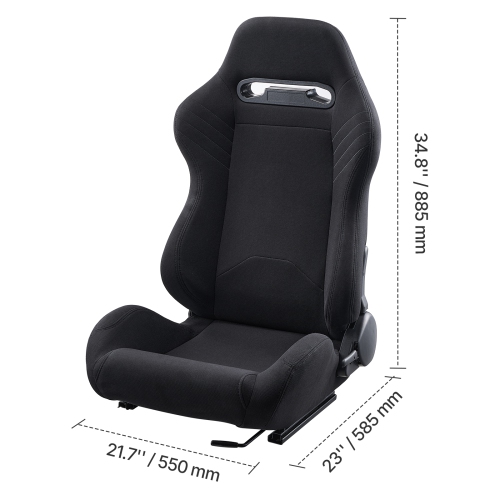VEVOR 2 Set Racing Seat, Adjustable Racing Cockpit with Wide Angle Reclining & High-Resilience Foam, Comfortable Racing Chair with Polyester Fabric &