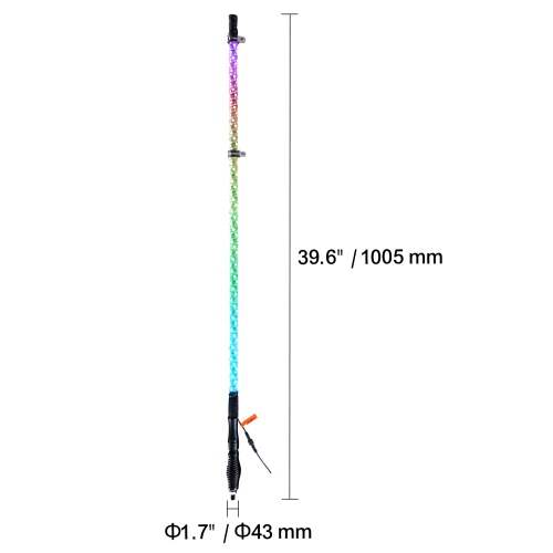 VEVOR 2 PCS 3 FT Whip Light with Spring Base, Led Whip Light with APP & Remote Control, Waterproof 360° Spiral RGB Chasing Lighted Whips with 2