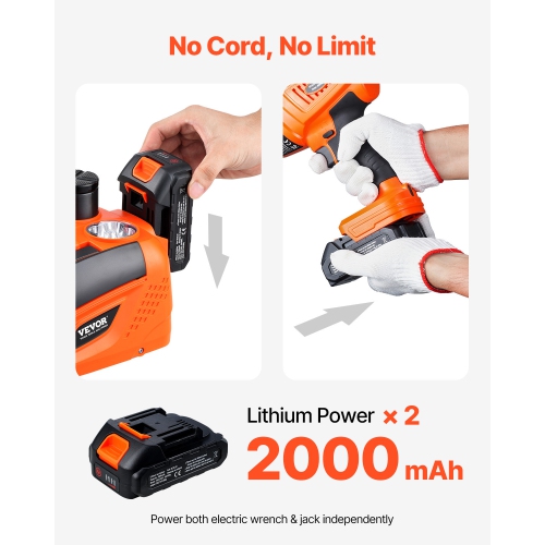 VEVOR 5 Tons /11000 lbs Electric Car Jack, Hydraulic Jack Lift with Electric Impact Wrench, Tire Change Replacement with LED Light & Remote Control,