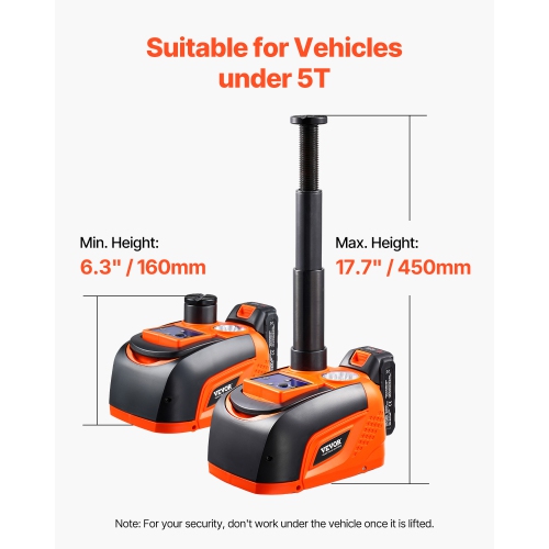 VEVOR 5 Tons /11000 lbs Electric Car Jack, Hydraulic Jack Lift with Electric Impact Wrench, Tire Change Replacement with LED Light & Remote Control,