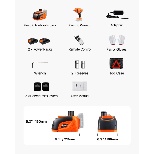 VEVOR 5 Tons /11000 lbs Electric Car Jack, Hydraulic Jack Lift with Electric Impact Wrench, Tire Change Replacement with LED Light & Remote Control,