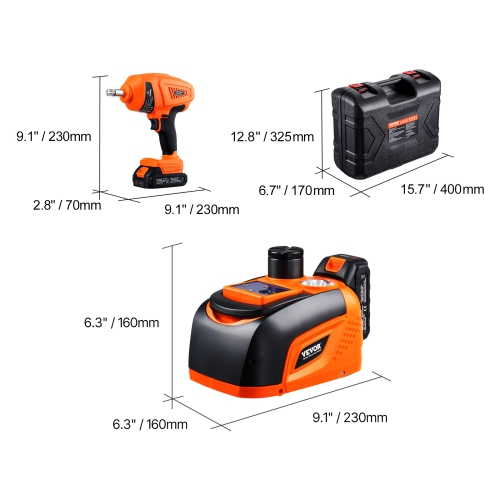 VEVOR 5 Tons /11000 lbs Electric Car Jack, Hydraulic Jack Lift with Electric Impact Wrench, Tire Change Replacement with LED Light & Remote Control,