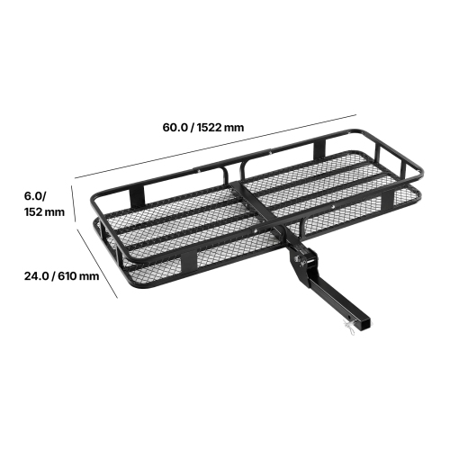 VEVOR 60" x 24" x 6", Hitch Cargo Carrier, 500 lbs Capacity Hitch Cargo Carrier with Cargo Net with Hook & Waterproof Cargo Bag, Folding Hitch Mount