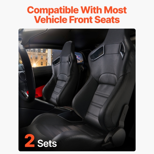 VEVOR 2 Set Racing Seat, Adjustable Racing Cockpit with Wide Angle Reclining & High-Resilience Foam, Comfortable Racing Chair with Soft PVC Leather &
