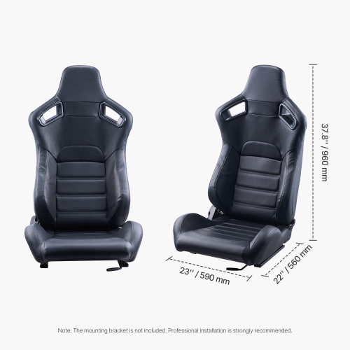 VEVOR 2 Set Racing Seat, Adjustable Racing Cockpit with Wide Angle Reclining & High-Resilience Foam, Comfortable Racing Chair with Soft PVC Leather &