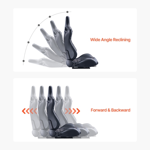 VEVOR 2 Set Racing Seat, Adjustable Racing Cockpit with Wide Angle Reclining & High-Resilience Foam, Comfortable Racing Chair with Soft PVC Leather &