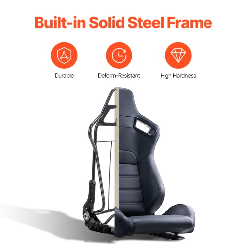 VEVOR 2 Set Racing Seat, Adjustable Racing Cockpit with Wide Angle Reclining & High-Resilience Foam, Comfortable Racing Chair with Soft PVC Leather &