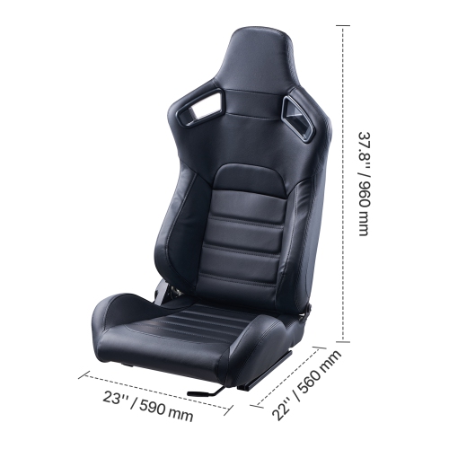 VEVOR 2 Set Racing Seat, Adjustable Racing Cockpit with Wide Angle Reclining & High-Resilience Foam, Comfortable Racing Chair with Soft PVC Leather &