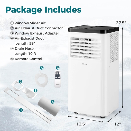 Costway 8000/10000 BTU Portable Air Conditioner with Fan and Dehumidifier Remote Control