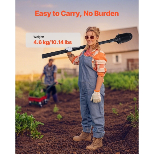 VEVOR 57.5-Inch Post Hole Digger, Heavy Duty Post Hole Digger with Fiberglass Handle, Manual Hole Digger with Scale Markings and Metal Blade, Post