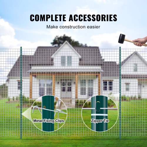 VEVOR 7 Feet Fence Post, 10 Pack U-Channel Heavy Duty Metal Fence Posts, Sturdy Steel Fence Stakes for Garden Yard, Lawn, Farms and Outdoor Wire