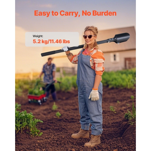 VEVOR 57.5-Inch Post Hole Digger, Heavy Duty Post Hole Digger with Carbon Steel Handle, Manual Hole Digger with Scale Markings and Metal Blade, Post