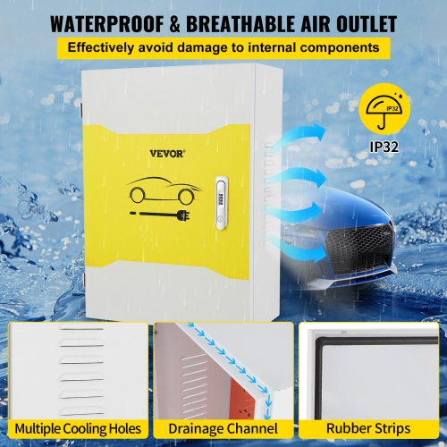 VEVOR 28'' x 20'' x 10'' Tesla Charger Station Box, Outdoor Cable Box Charging Box Cable Organizer, IP32 Waterproof Dustproof Cool Roll Steel