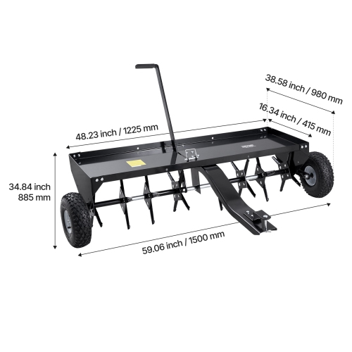 VEVOR 48-Inch Tow Behind Plug Aerator, Tow Behind Lawn Plug Aerator with Universal Hitch, Pull Behind Aerator with Iron Spikes Alternately Arranged,