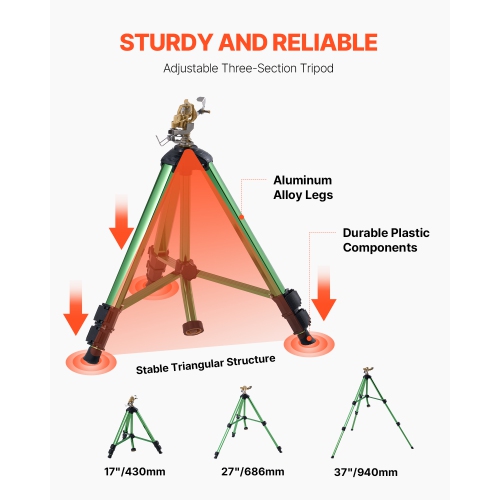Arroseur à chocs VEVOR en paquet de 2 sur base trépied, gicleurs à trépied robustes avec tête en laiton et connecteur 3/4 «&nbsp;NH&nbsp;», gicleur