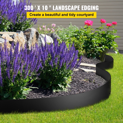 VEVOR 10 inch Depth Landscape Edging, 300 ft Total Length, Recycled HDPE Coiled Terrace Board, Flexible Bender Border for Landscaping, Lawn, Garden,
