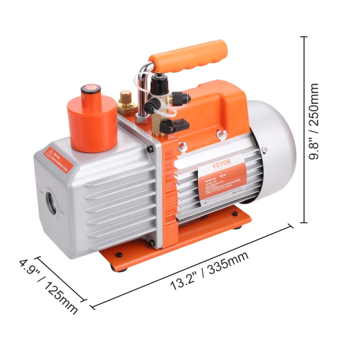 VEVOR 1/2 HP 2 Stage Rotary Vane Vacuum Pump, 7 CFM, 120V Air Conditioning Vacuum Pump, 1/4" SAE Male 3/8" SAE Male 1/2" ACME Male Inlet, for HVAC