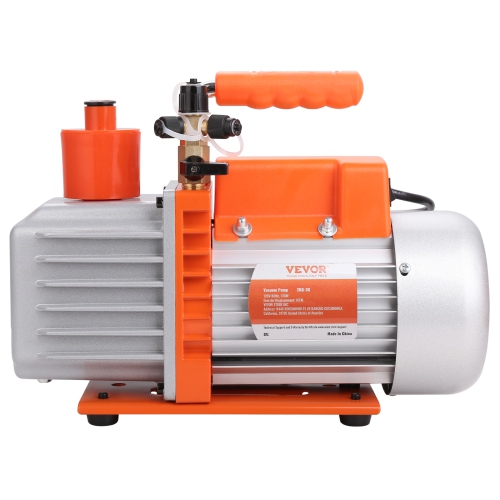 VEVOR 1/2 HP 2 Stage Rotary Vane Vacuum Pump, 7 CFM, 120V Air Conditioning Vacuum Pump, 1/4" SAE Male 3/8" SAE Male 1/2" ACME Male Inlet, for HVAC