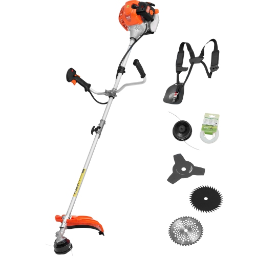VEVOR 42.7CC String Trimmer, 2-Stroke, Gas Powered Weed Wacker, 16.9" Cordless Grass Trimmer, Multi-Functional Lawn Edger with Shoulder Strap & 3T