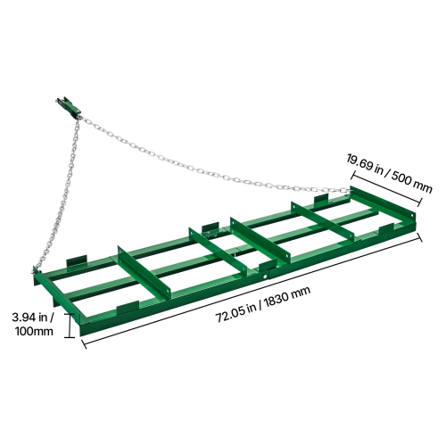 Flèche de remorquage 6&nbsp;pi de VEVOR, flèche de remorquage robuste avec barre réglable et chaîne de 72&nbsp;po, râteau d'aménagement pour VTT,