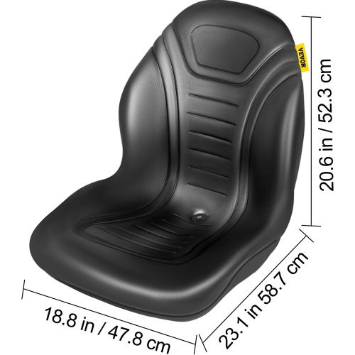 VEVOR 8" x 11.5" & 11.25" x 11.5 Universal Lawn Tractor Seat Replacement, Compact High Back Mower Seat, Black Vinyl Forklift Seat, Central Drain Hole