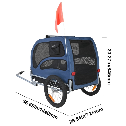 VEVOR 100 lbs Load Dog Bike Trailer, Pet Cart Bicycle Carrier, Easy Folding Frame with Quick Release Wheels, Universal Bicycle Coupler, Reflectors,