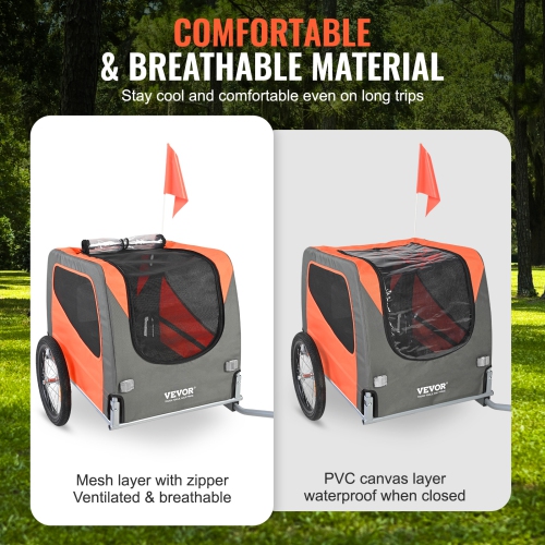 VEVOR 66 lbs Load Dog Bike Trailer, Pet Cart Bicycle Carrier, Easy Folding Frame with Quick Release Wheels, Universal Bicycle Coupler, Reflectors,