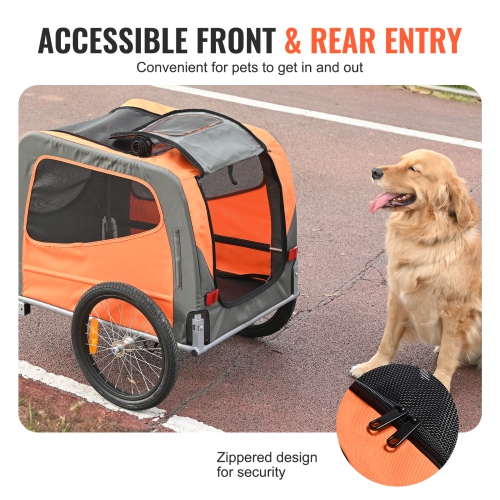 VEVOR 66 lbs Load Dog Bike Trailer, Pet Cart Bicycle Carrier, Easy Folding Frame with Quick Release Wheels, Universal Bicycle Coupler, Reflectors,