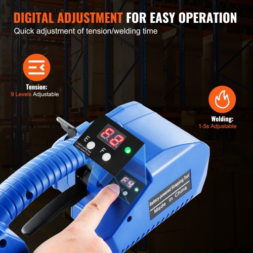 VEVOR 0.35"-0.63" Electric Strapping Machine, Portable Electric Banding Tool with Digital Display, 2 x 5000mAh Battery Powered Automatic Strapping