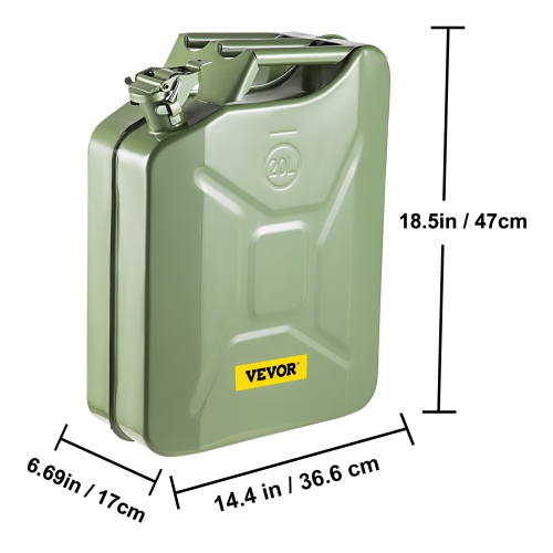 VEVOR 5.3 Gallon / 20 L Jerry Fuel Can, Portable Jerry Gas Can with Flexible Spout System, Rustproof ＆ Heat-resistant Steel Fuel Tank for Cars Trucks