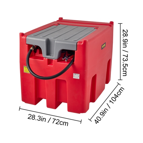 VEVOR 116 Gallon Portable Diesel Tank, 10 GPM Flow Rate, Diesel Fuel Tank with 12V Electric Transfer Pump and 13.1ft Rubber Hose,PE Diesel Transfer