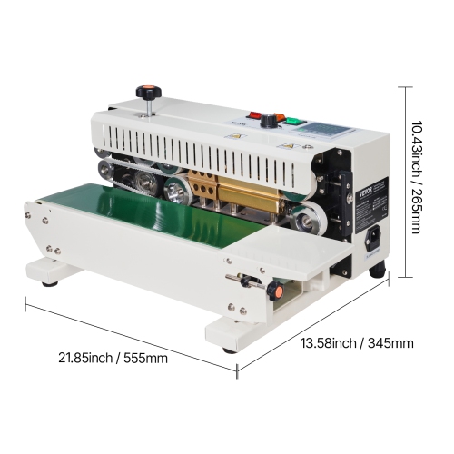 VEVOR 0.24-0.47 in Continuous Bag Band Sealing Machine, 6-12 mm Seal Width, Horizontal Band Sealer Machine with Digital Temperature Control, Carbon