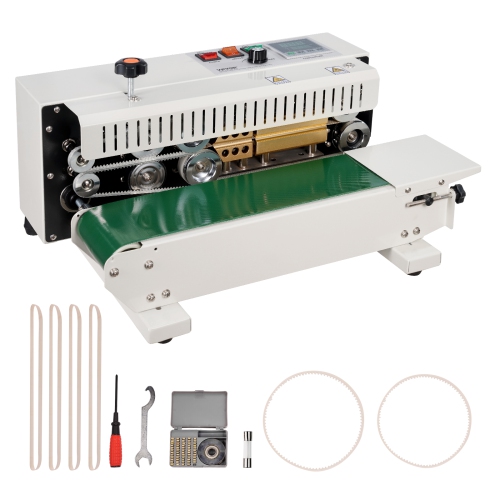 VEVOR 0.24-0.47 in Continuous Bag Band Sealing Machine, 6-12 mm Seal Width, Horizontal Band Sealer Machine with Digital Temperature Control, Carbon