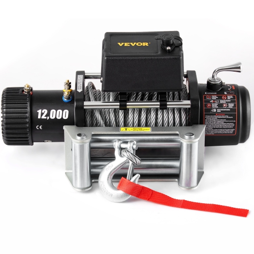 VEVOR 12,000 lb Electric Winch, 12V DC Truck Winch with Φ0.36 in x 85 ft Steel Cable Roller Fairlead Wireless & Wired Remote Control, IP55 Waterproof