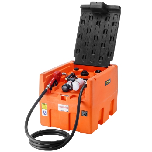 VEVOR 48 Gallon Portable Diesel Tank, 10.6GPM Flow Rate, Diesel Fuel Tank with 12V Electric Transfer Pump, 13.1 ft Hose, Auto Fueling Nozzle, Diesel