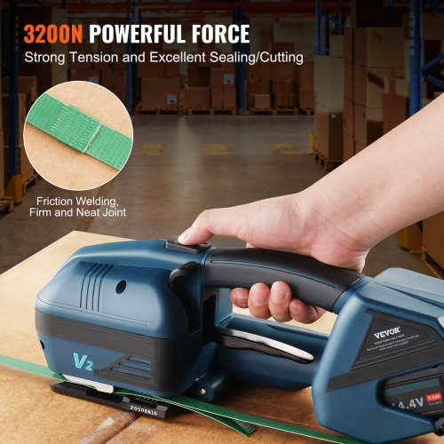 VEVOR 0.35"-0.63" Electric Strapping Machine, Portable Electric Banding Tool with Digital Display, 2 x 4000mAh Battery Powered Automatic Strapping