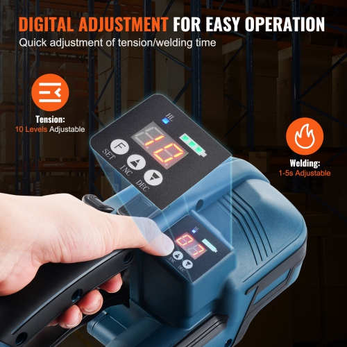 VEVOR 0.35"-0.63" Electric Strapping Machine, Portable Electric Banding Tool with Digital Display, 2 x 4000mAh Battery Powered Automatic Strapping