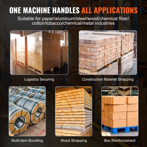 VEVOR 0.35"-0.63" Electric Strapping Machine, Portable Electric Banding Tool with Digital Display, 2 x 4000mAh Battery Powered Automatic Strapping