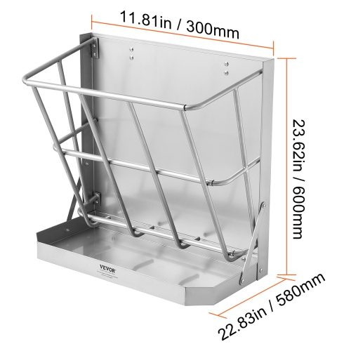 VEVOR 21 Gal Goat Hay Feeder, 2 in 1 Hay and Grain Feeder, Wall Mounted Livestock Feeder with Feed Tray, Multiple Sided Goat Hay Rack, Sturdy Steel