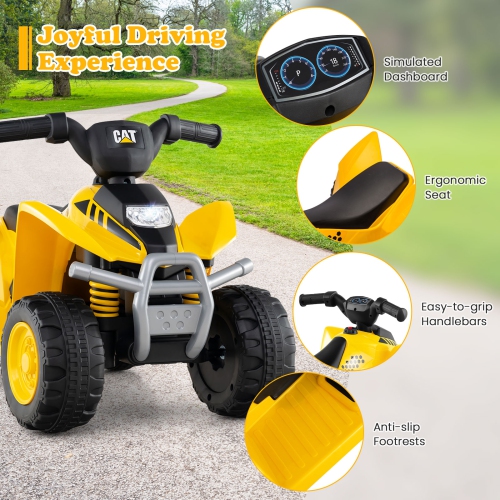 Gymax CAT Licensed Kids Ride on ATV w/ Horn Sound LED Headlight Foot Pedal