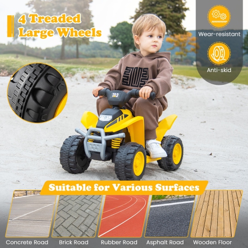 Gymax CAT Licensed Kids Ride on ATV w/ Horn Sound LED Headlight Foot Pedal