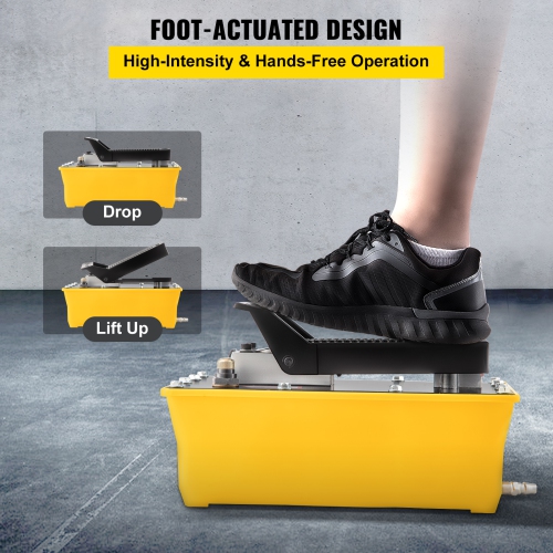 VEVOR 10,000 PSI Air Hydraulic Pump, Hydraulic Foot Pump, 1/2 Gal Reservoir Foot Operated Air/Hydraulic Pump, with Hose and Spray Gun for Auto